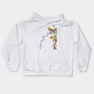 Yellow-browed Warbler watercolour Kids Hoodie